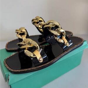 lauren larraine chan Black And Gold sandals womens 9
